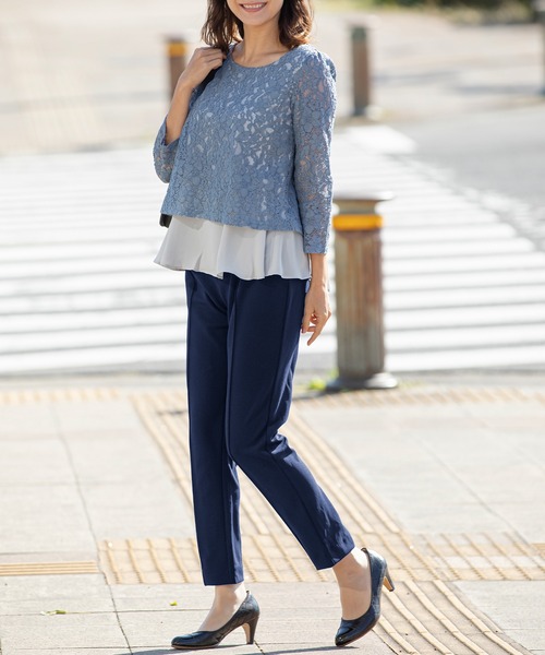 SweetMommy（スウィートマミー）の「ストレッチ センタープレス スリムスラックス [マタニティ]（マタニティウェア/グッズ・レディース・ブラック/ネイビー/グレイッシュベージュ・S/M/L）」の16枚目の写真