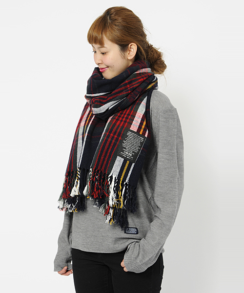 SILAS（サイラス）の「PLAID STOLE（ストール/ショール・メンズ・ホワイト/チャコールグレー/グリーン/オリーブ・ONE SIZE）」の8枚目の写真