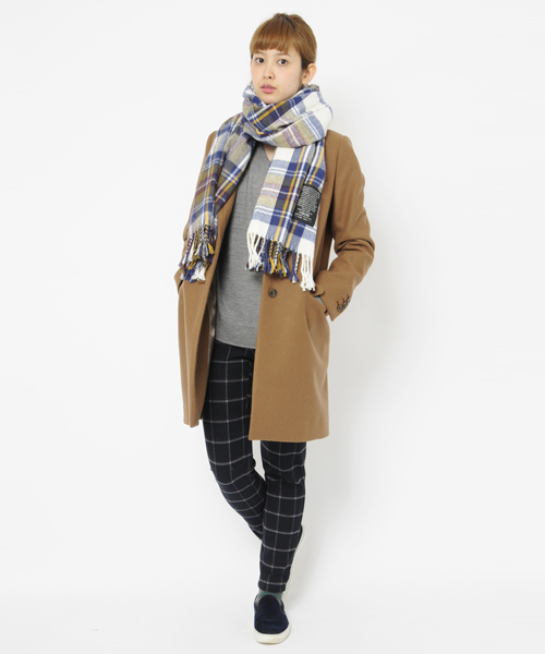 SILAS（サイラス）の「PLAID STOLE（ストール/ショール・メンズ・ホワイト/チャコールグレー/グリーン/オリーブ・ONE SIZE）」の5枚目の写真