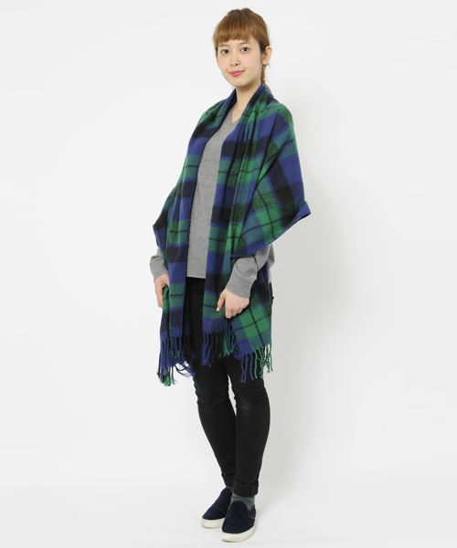 SILAS（サイラス）の「PLAID STOLE（ストール/ショール・メンズ・ホワイト/チャコールグレー/グリーン/オリーブ・ONE SIZE）」の6枚目の写真