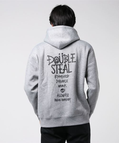DOUBLE STEAL(ダブルスティール)の「World Logo 裏起毛 パーカー(パーカー・メンズ・グレー系その他2/ブラック×ピンク/グレー系その他/ブラック×ホワイト/ピンク・X-LARGE/LARGE/MEDIUM)」の12枚目の写真