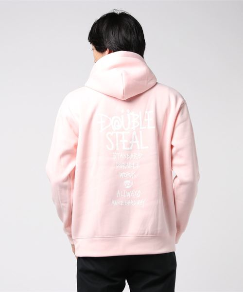 DOUBLE STEAL(ダブルスティール)の「World Logo 裏起毛 パーカー(パーカー・メンズ・グレー系その他2/ブラック×ピンク/グレー系その他/ブラック×ホワイト/ピンク・X-LARGE/LARGE/MEDIUM)」の17枚目の写真
