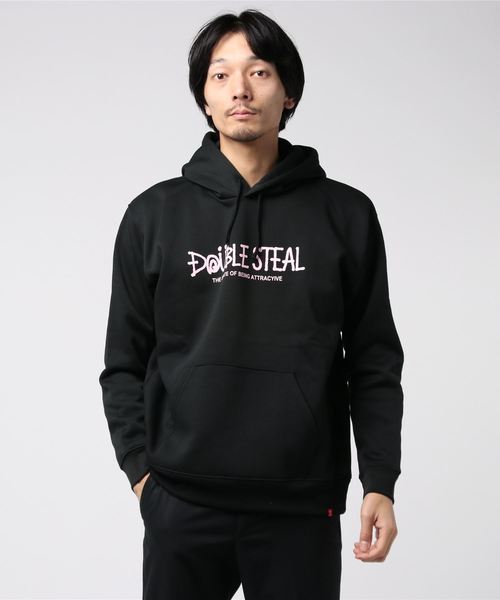 DOUBLE STEAL(ダブルスティール)の「World Logo 裏起毛 パーカー(パーカー・メンズ・グレー系その他2/ブラック×ピンク/グレー系その他/ブラック×ホワイト/ピンク・X-LARGE/LARGE/MEDIUM)」の15枚目の写真