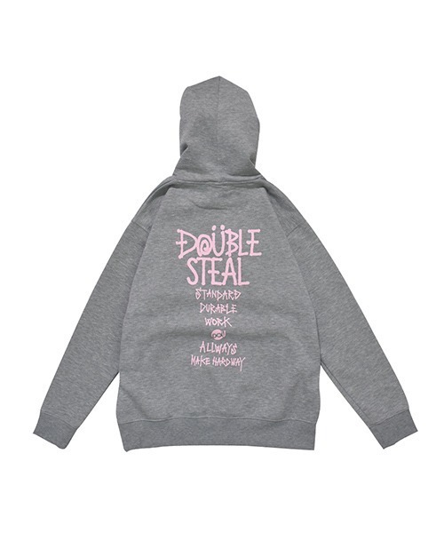 DOUBLE STEAL(ダブルスティール)の「World Logo 裏起毛 パーカー(パーカー・メンズ・グレー系その他2/ブラック×ピンク/グレー系その他/ブラック×ホワイト/ピンク・X-LARGE/LARGE/MEDIUM)」の11枚目の写真