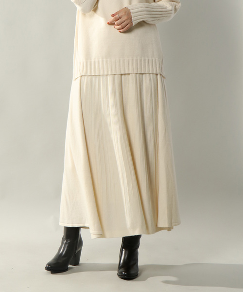 notch.(ノッチ)の「変形編みニットフレアースカート(スカート・レディース・ライトブルー/ベージュ/オフホワイト/イエロー・M)」の11枚目の写真