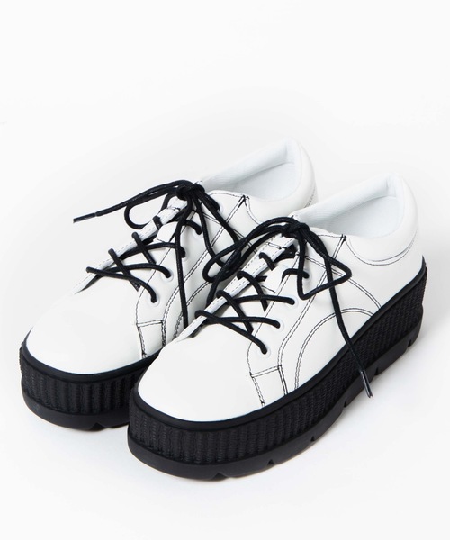 WEGO（ウィゴー）の「WEGO/ステッチデザインボリュームスニーカー（スニーカー・レディース・ホワイト/ブラック/ベージュ・MEDIUM/LARGE）」の9枚目の写真