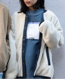 JUNRED | 【WEB別注アイテム】ノーカラーボアブルゾン(ブルゾン)