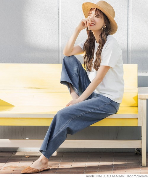 coca（coca）（コカ）の「＼新色登場／ストレッチ入りカットオフデニム（デニムパンツ・レディース・ブルー/ホワイト/ブラック・M/L）」の17枚目の写真