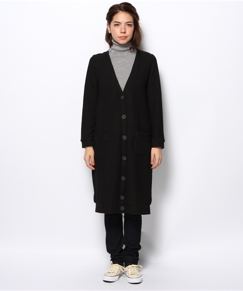 WEGO（ウィゴー）の「WEGO/リブニットロングカーディガン（カーディガン/ボレロ・レディース・ブラック・FREE）」の2枚目の写真
