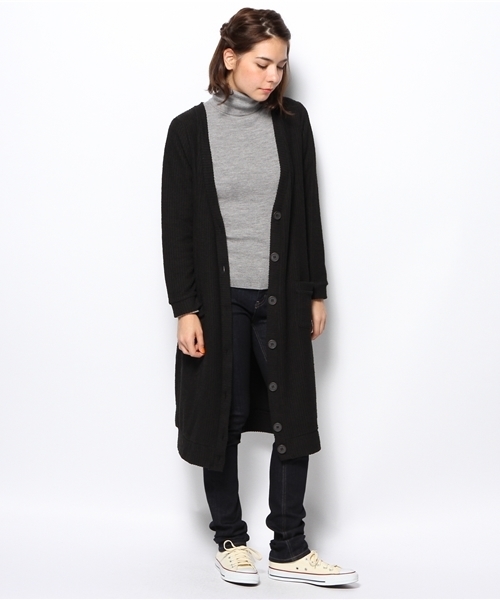 WEGO（ウィゴー）の「WEGO/リブニットロングカーディガン（カーディガン/ボレロ・レディース・ブラック・FREE）」の5枚目の写真