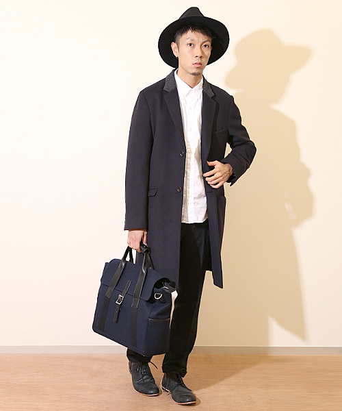 And A（アンドエー）の「WOOL CHESTER COAT（チェスターコート・メンズ・ブルー/ネイビー/キャメル・44/40/42）」の6枚目の写真