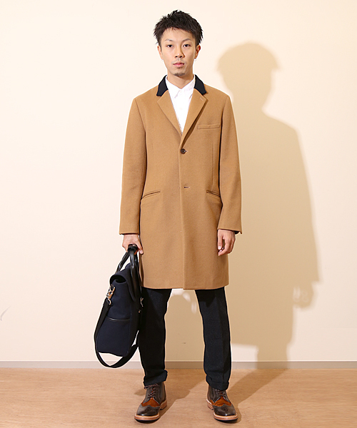 And A（アンドエー）の「WOOL CHESTER COAT（チェスターコート・メンズ・ブルー/ネイビー/キャメル・44/40/42）」の9枚目の写真