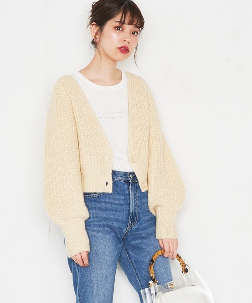 natural couture(ナチュラルクチュール)の「ぽわん袖ボレロ風カーディガン(カーディガン/ボレロ・レディース・アイボリー/モカ/イエロー・FREE)」の6枚目の写真