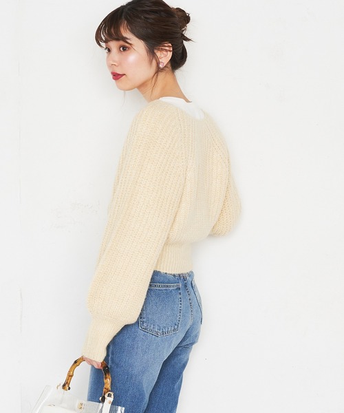 natural couture(ナチュラルクチュール)の「ぽわん袖ボレロ風カーディガン(カーディガン/ボレロ・レディース・アイボリー/モカ/イエロー・FREE)」の10枚目の写真