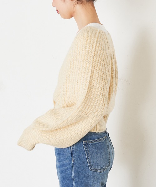 natural couture(ナチュラルクチュール)の「ぽわん袖ボレロ風カーディガン(カーディガン/ボレロ・レディース・アイボリー/モカ/イエロー・FREE)」の11枚目の写真