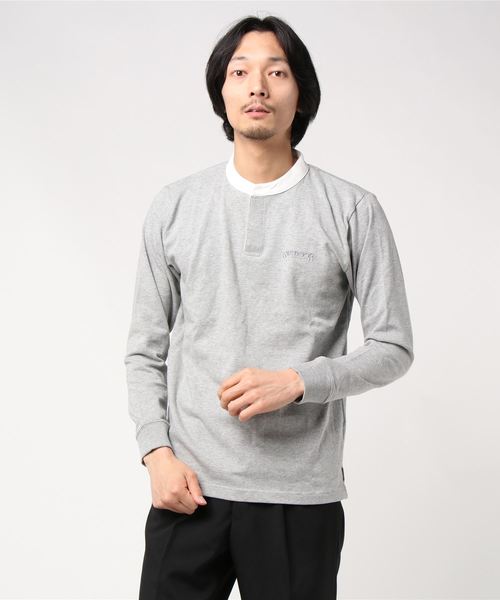 OUTDOOR PRODUCTS APPAREL(アウトドアプロダクツアパレル)の「ヘビーウェイト ワンポイントブランドロゴ スタンドカラーロングTシャツカットソー(Tシャツ/カットソー・メンズ・ダークベージュ/ブラック/杢グレー・MEDIUM/X-LARGE/LARGE/SMALL)」の1枚目の写真