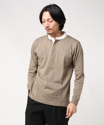 ヘビーウェイト ワンポイントブランドロゴ スタンドカラーロングTシャツカットソー