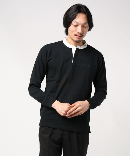 OUTDOOR PRODUCTS APPAREL(アウトドアプロダクツアパレル)の「ヘビーウェイト ワンポイントブランドロゴ スタンドカラーロングTシャツカットソー(Tシャツ/カットソー・メンズ・ダークベージュ/ブラック/杢グレー・MEDIUM/X-LARGE/LARGE/SMALL)」の2枚目の写真