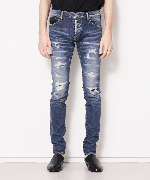 5351 POUR LES HOMMES(ゴーサンゴーイチプールオム)の「バンテージカスタムスキニーデニム(デニムパンツ・メンズ・インディゴブルー・44/46/48/50)」の2枚目の写真