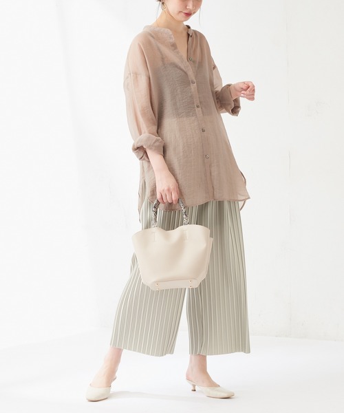 natural couture(ナチュラルクチュール)の「ランダムプリーツリラックスパンツ(その他パンツ・レディース・アイボリー/ミント/ブラック/グレー・FREE)」の12枚目の写真