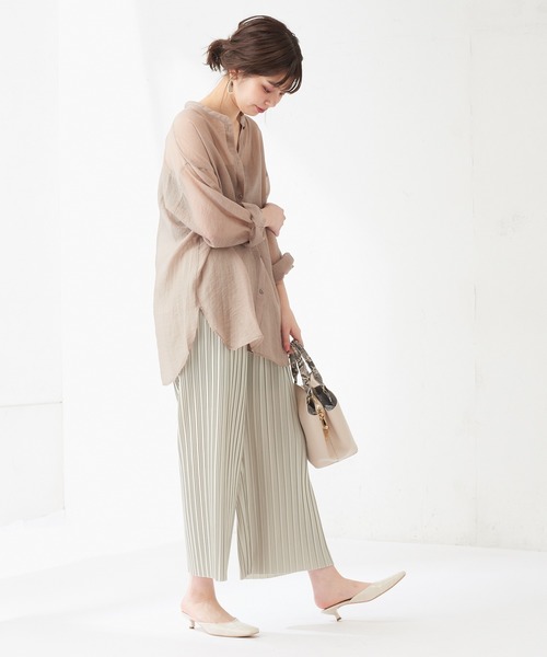 natural couture(ナチュラルクチュール)の「ランダムプリーツリラックスパンツ(その他パンツ・レディース・アイボリー/ミント/ブラック/グレー・FREE)」の13枚目の写真