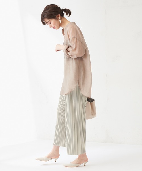 natural couture(ナチュラルクチュール)の「ランダムプリーツリラックスパンツ(その他パンツ・レディース・アイボリー/ミント/ブラック/グレー・FREE)」の14枚目の写真