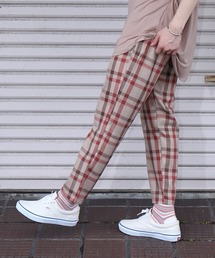 チェック柄 テーパードパンツ セットアップ対応