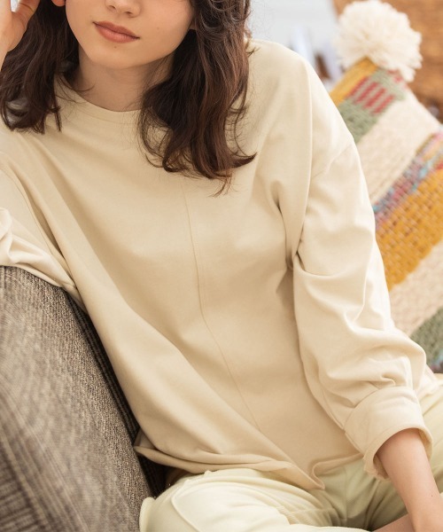 RANAN（ラナン）の「なめらか綿のカットソー（Tシャツ/カットソー・レディース・オフホワイト/ブラック/ベージュ・L/M/3L/LL）」の3枚目の写真