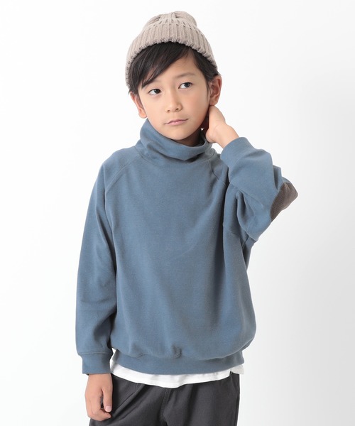 devirock（デビロック）の「肘パッチハイネック長袖Tシャツ（Tシャツ/カットソー・キッズ・ダークオリーブ/ブルーグレー/キャメル/スミクロ・110cm/100cm/120cm/130cm/140cm/150cm/160cm）」の3枚目の写真