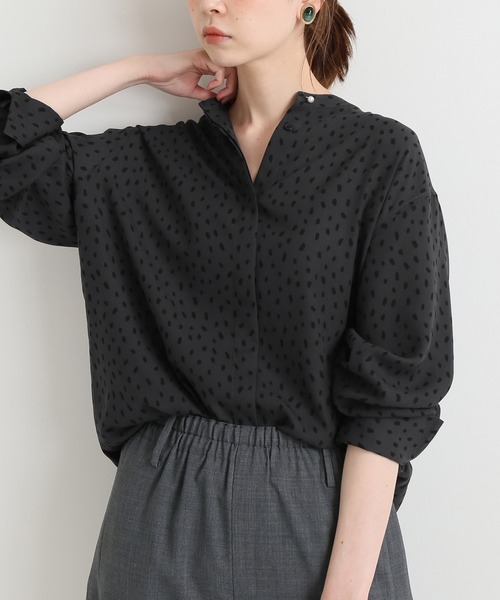 美品 イエナ IENA ストライプ柄スキッパーシャツ ボウタイ