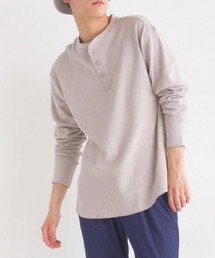 メンズ ハニカムヘンリーネック長袖Tシャツ