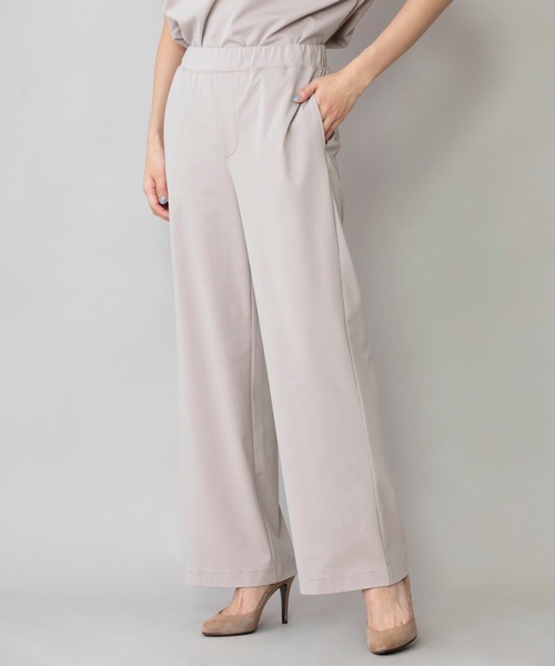 Munich（ミューニック）の「コットンポリエステルストレッチインターロック　ワイドパンツ(セットアップ可)（その他パンツ・レディース・ブラック/ダークグレー/グレイッシュベージュ・S/M/XS）」の3枚目の写真