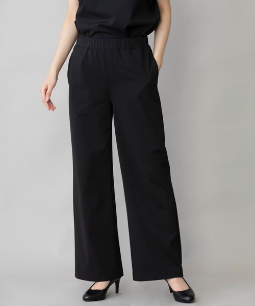 Munich（ミューニック）の「コットンポリエステルストレッチインターロック　ワイドパンツ(セットアップ可)（その他パンツ・レディース・ブラック/ダークグレー/グレイッシュベージュ・S/M/XS）」の2枚目の写真