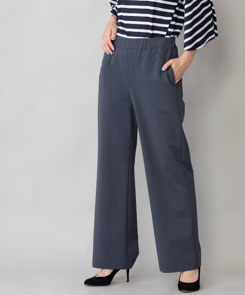 Munich（ミューニック）の「コットンポリエステルストレッチインターロック　ワイドパンツ(セットアップ可)（その他パンツ・レディース・ブラック/ダークグレー/グレイッシュベージュ・S/M/XS）」の9枚目の写真