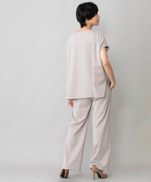 Munich（ミューニック）の「コットンポリエステルストレッチインターロック　ワイドパンツ(セットアップ可)（その他パンツ・レディース・ブラック/ダークグレー/グレイッシュベージュ・S/M/XS）」の4枚目の写真