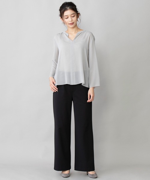 Munich（ミューニック）の「コットンポリエステルストレッチインターロック　ワイドパンツ(セットアップ可)（その他パンツ・レディース・ブラック/ダークグレー/グレイッシュベージュ・S/M/XS）」の19枚目の写真