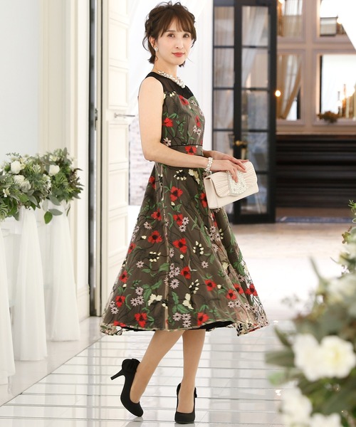 PourVous(プールヴー)の「結婚式 ワンピースドレスノースリーブと ロング シアーフォーマル オケージョンドレス お呼ばれ 二次会 成人式 (ドレス・レディース・ブラック/ブルーグレー/ブルー・M)」の8枚目の写真
