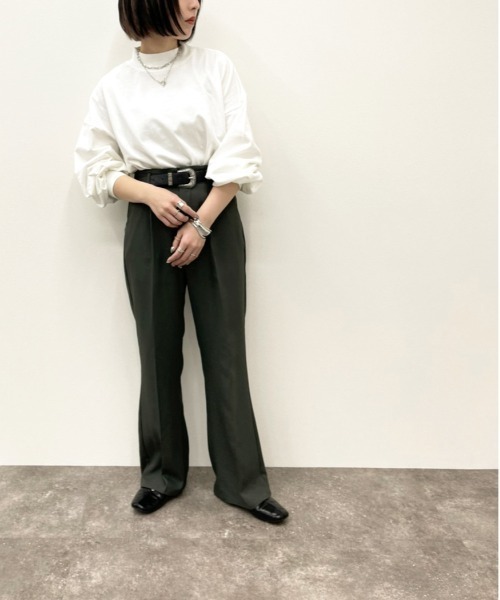 apres jour mignon（アプレジュールミニョン）の「モックネックロンT【ZOZOTOWN限定アイテム】（Tシャツ/カットソー・レディース・オフホワイト/パープル/アイボリー/ブラック・X-LARGE/フリー）」の9枚目の写真