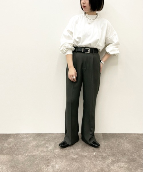 apres jour mignon（アプレジュールミニョン）の「モックネックロンT【ZOZOTOWN限定アイテム】（Tシャツ/カットソー・レディース・オフホワイト/パープル/アイボリー/ブラック・X-LARGE/フリー）」の10枚目の写真