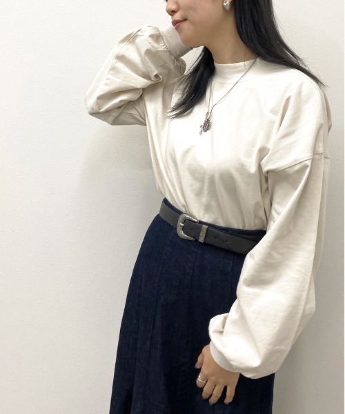 apres jour mignon（アプレジュールミニョン）の「モックネックロンT【ZOZOTOWN限定アイテム】（Tシャツ/カットソー・レディース・オフホワイト/パープル/アイボリー/ブラック・X-LARGE/フリー）」の11枚目の写真