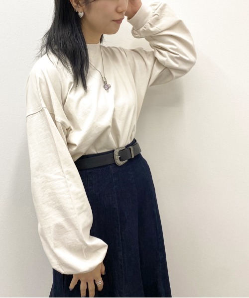 apres jour mignon（アプレジュールミニョン）の「モックネックロンT【ZOZOTOWN限定アイテム】（Tシャツ/カットソー・レディース・オフホワイト/パープル/アイボリー/ブラック・X-LARGE/フリー）」の12枚目の写真