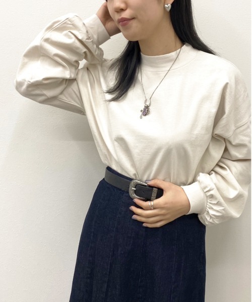 apres jour mignon（アプレジュールミニョン）の「モックネックロンT【ZOZOTOWN限定アイテム】（Tシャツ/カットソー・レディース・オフホワイト/パープル/アイボリー/ブラック・X-LARGE/フリー）」の13枚目の写真