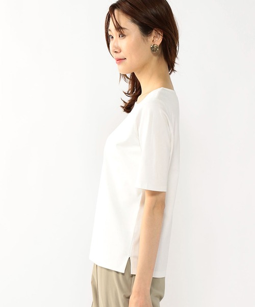A/C DESIGN BY ALPHA CUBIC(エーシーデザインバイアルファキュービック)の「クーラータッチスクエアネックシャツ(Tシャツ/カットソー・レディース・ネイビー/オフホワイト/ライトグレー・M/LL/L)」の10枚目の写真