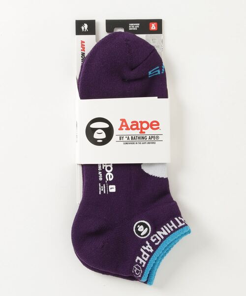 AAPE BY A BATHING APE（エーエイプバイアベイシングエイプ）の「AAPE SOCKS（ソックス/靴下・メンズ・パープル系その他/ブラック・LARGE/SMALL）」の2枚目の写真