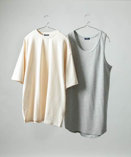 ITEMS URBANRESEARCH（アイテムズ アーバンリサーチ）の「ビッグTシャツ/リブタンクトップ 2セット（Tシャツ/カットソー・メンズ・ブラック/カーキ/ホワイト/ベージュ/ブルー・LARGE/MEDIUM/X-LARGE/SMALL）」の3枚目の写真