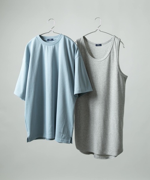 ITEMS URBANRESEARCH（アイテムズ アーバンリサーチ）の「ビッグTシャツ/リブタンクトップ 2セット（Tシャツ/カットソー・メンズ・ブラック/カーキ/ホワイト/ベージュ/ブルー・LARGE/MEDIUM/X-LARGE/SMALL）」の5枚目の写真