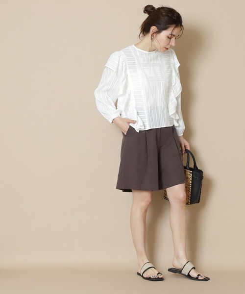 N.（N. Natural Beauty Basic）（エヌエヌナチュラルビューティーベーシック）の「≪◆フリルコンパクトブラウス≫（シャツ/ブラウス・レディース・オフホワイト/ピンク/ブラック・MEDIUM）」の5枚目の写真