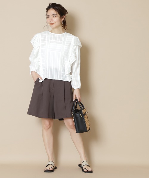 N.（N. Natural Beauty Basic）（エヌエヌナチュラルビューティーベーシック）の「≪◆フリルコンパクトブラウス≫（シャツ/ブラウス・レディース・オフホワイト/ピンク/ブラック・MEDIUM）」の4枚目の写真