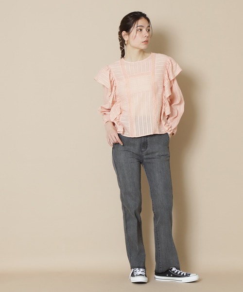 N.（N. Natural Beauty Basic）（エヌエヌナチュラルビューティーベーシック）の「≪◆フリルコンパクトブラウス≫（シャツ/ブラウス・レディース・オフホワイト/ピンク/ブラック・MEDIUM）」の6枚目の写真