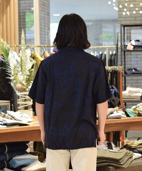 「JAMS」 SHIPS別注 ネイビー ボタニカル レーヨン アロハシャツ 半袖 JAMS SHIPS別注 ネイビー ボタニカル レーヨン アロハシャツ 半袖 L